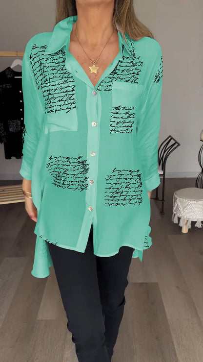 Agnes - Lapelskjorte med bokstavtrykk